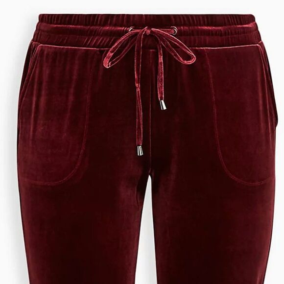 Torrid Tapered Pull On Pant - Stretch Velvet Wine 2X - Picture 4 of 5